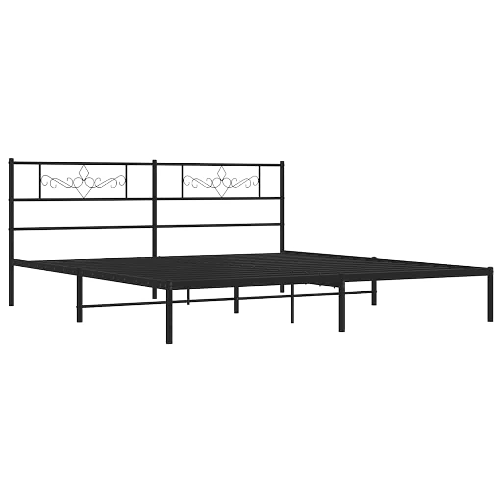 Metalni okvir za krevet s uzglavljem crni 193x203 cm
