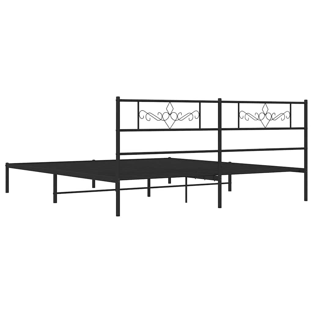 Metalni okvir za krevet s uzglavljem crni 193x203 cm