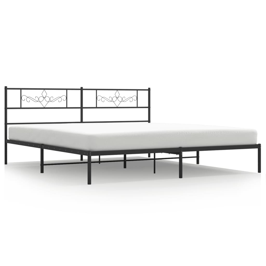 Metalni okvir za krevet s uzglavljem crni 200x200 cm