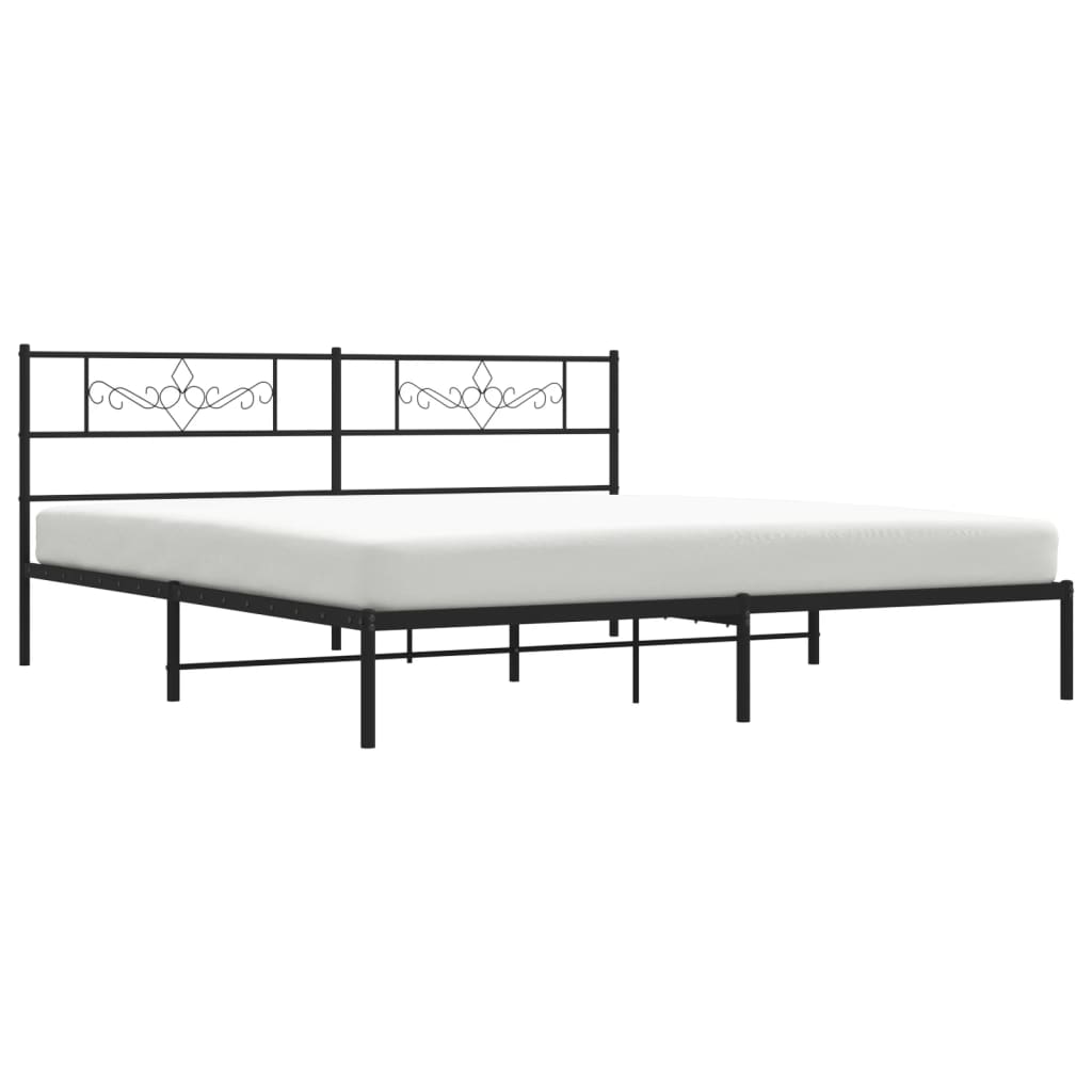 Metalni okvir za krevet s uzglavljem crni 200x200 cm