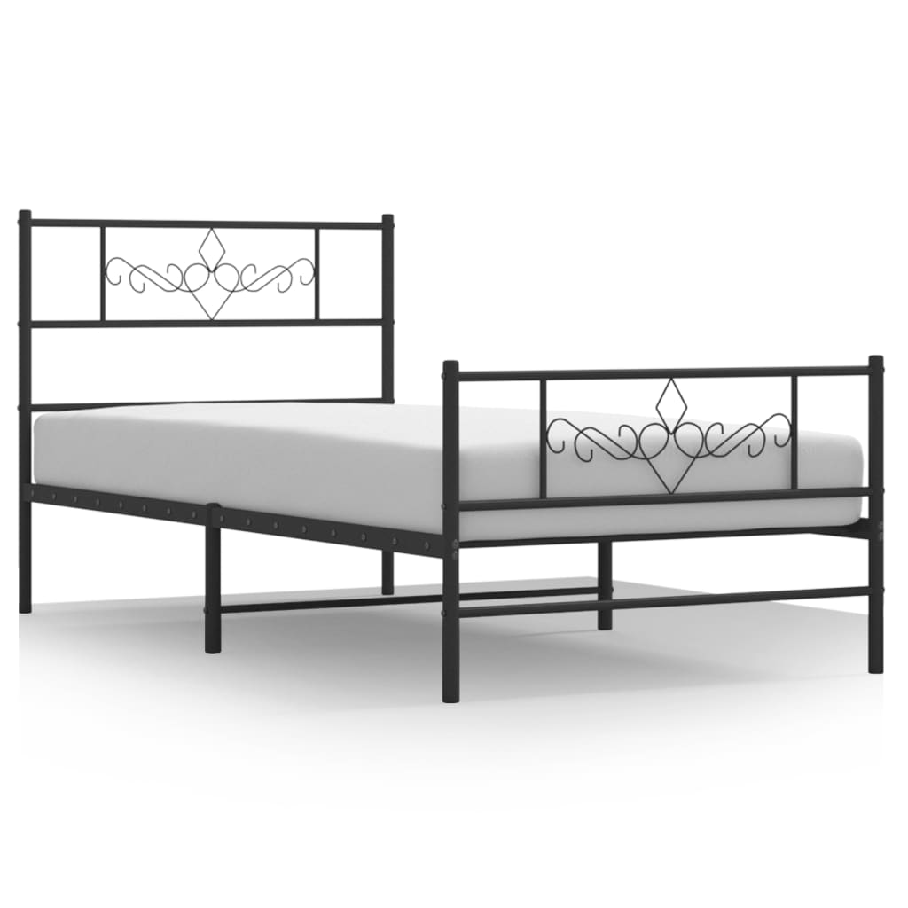 Metalni okvir kreveta uzglavlje i podnožje crni 75x190 cm