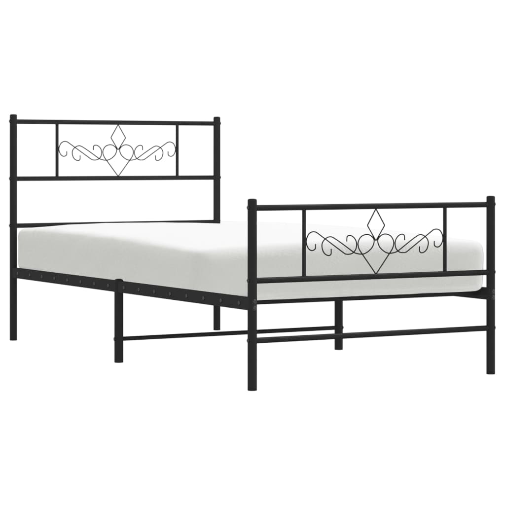 Metalni okvir kreveta uzglavlje i podnožje crni 75x190 cm