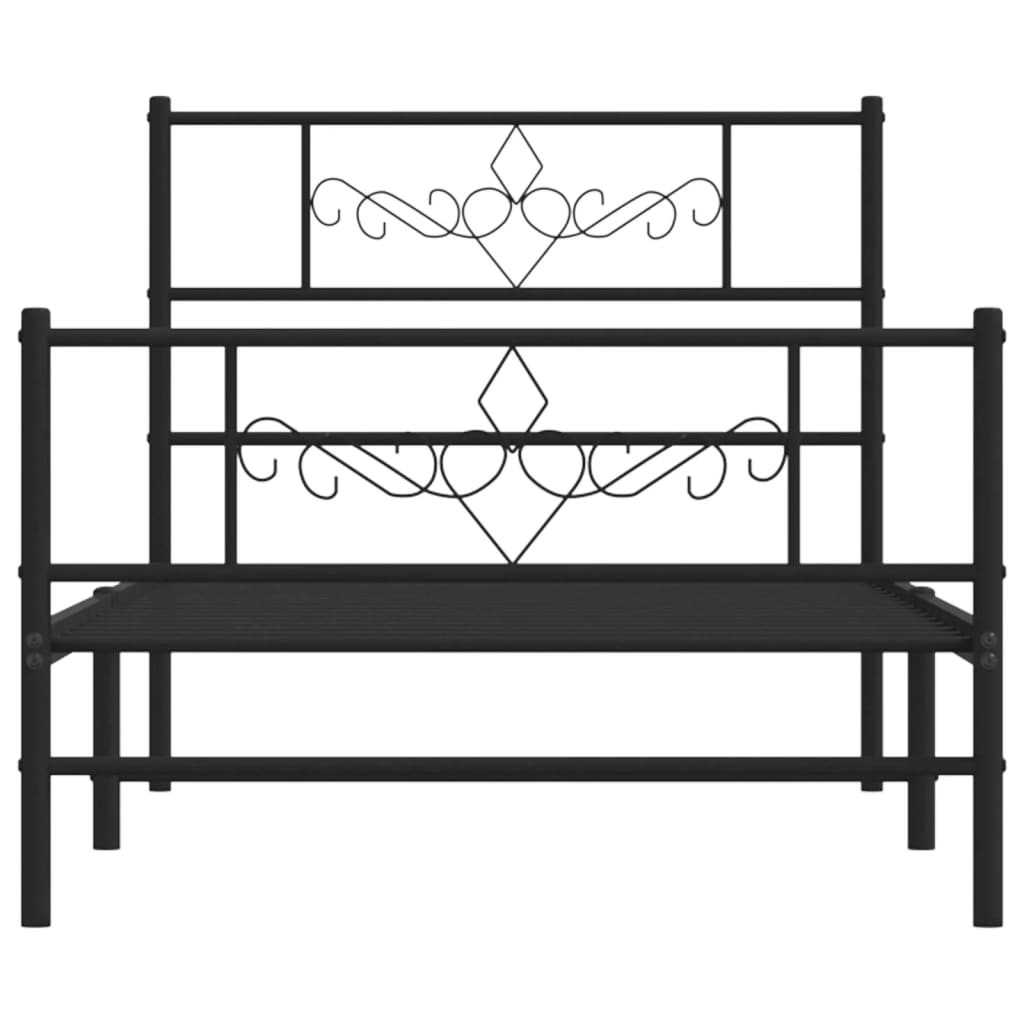 Metalni okvir kreveta uzglavlje i podnožje crni 75x190 cm