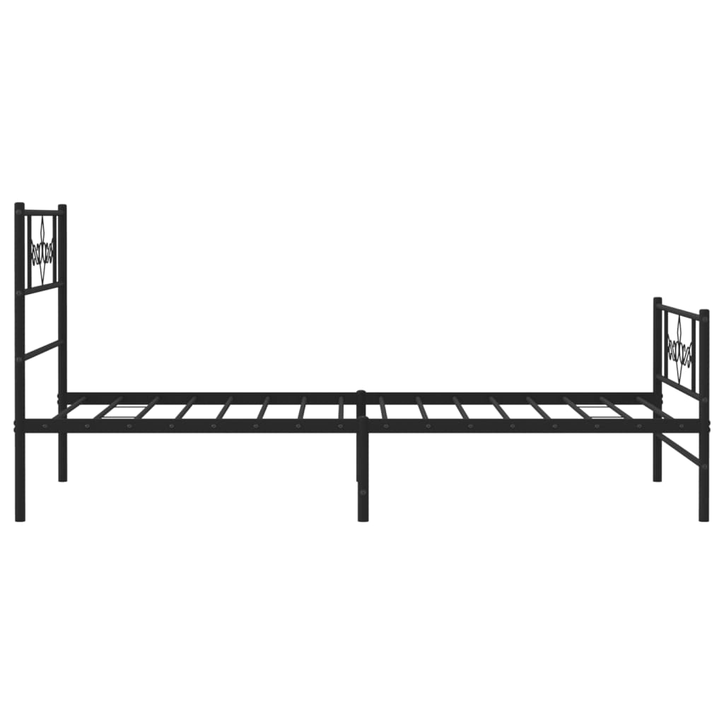 Metalni okvir kreveta uzglavlje i podnožje crni 75x190 cm