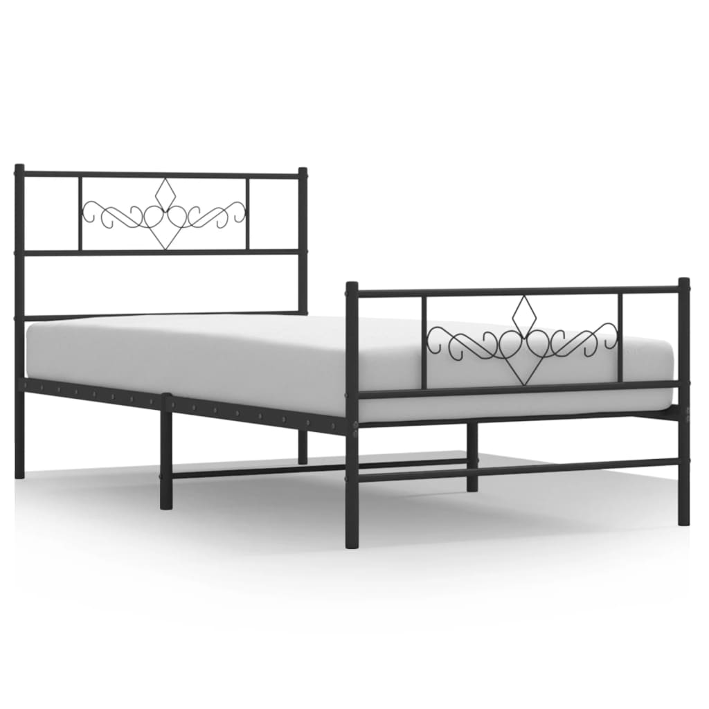 Metalni okvir kreveta uzglavlje i podnožje crni 80x200 cm