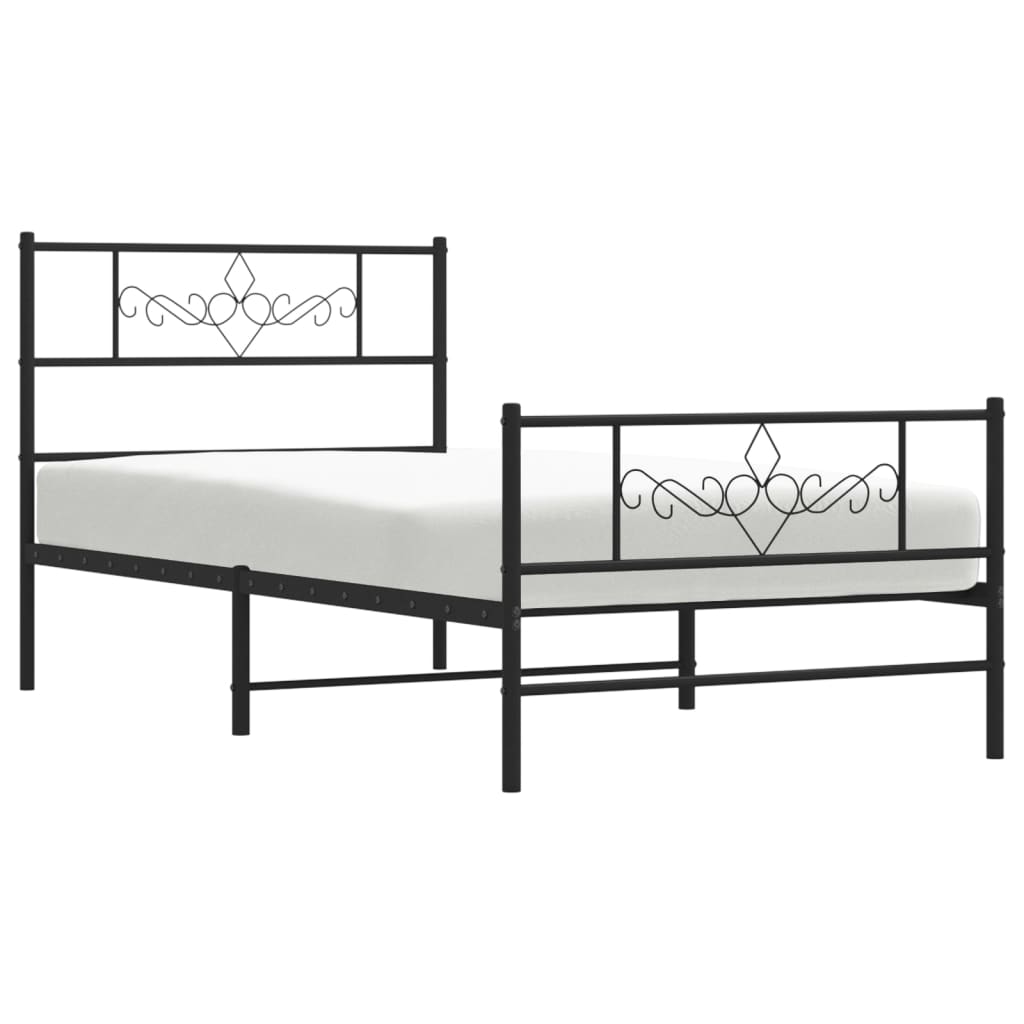 Metalni okvir kreveta uzglavlje i podnožje crni 80x200 cm