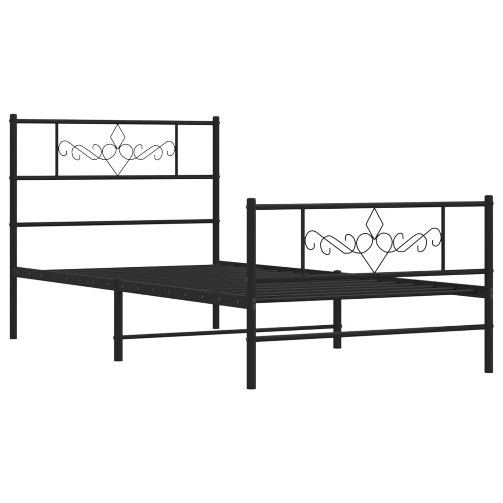 Metalni okvir kreveta uzglavlje i podnožje crni 90x190 cm