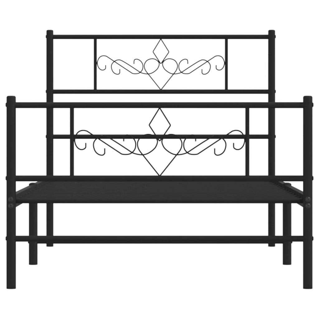 Metalni okvir kreveta uzglavlje i podnožje crni 90x190 cm