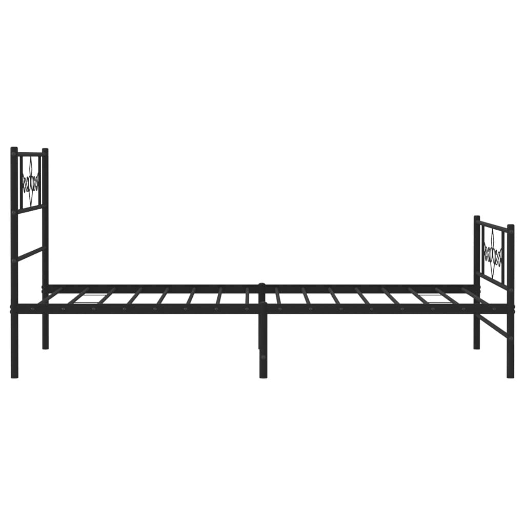 Metalni okvir kreveta uzglavlje i podnožje crni 90x190 cm