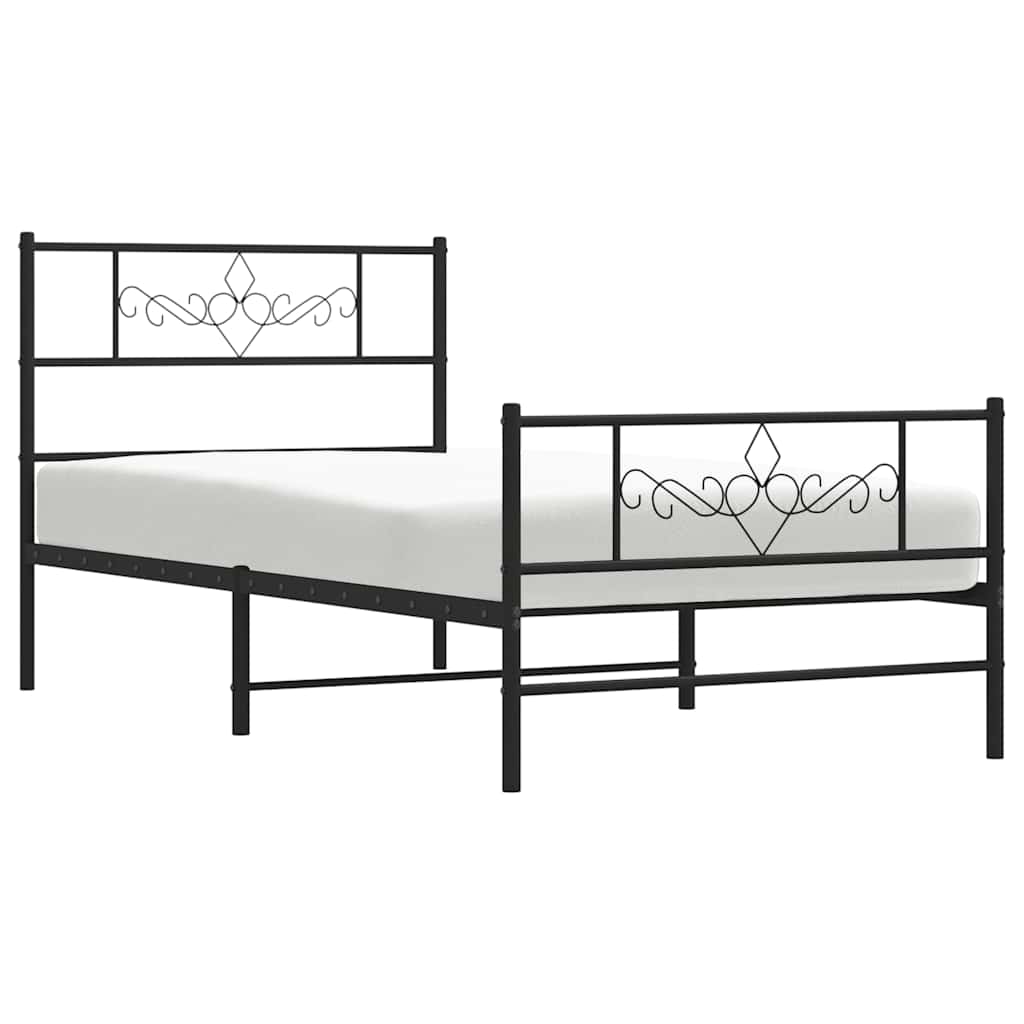 Metalni okvir kreveta uzglavlje i podnožje crni 100x200 cm