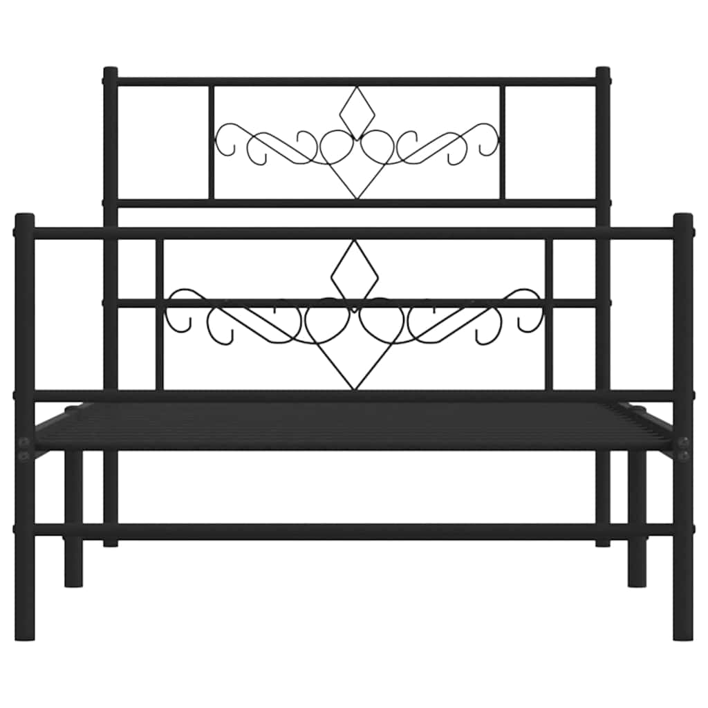 Metalni okvir kreveta uzglavlje i podnožje crni 100x200 cm