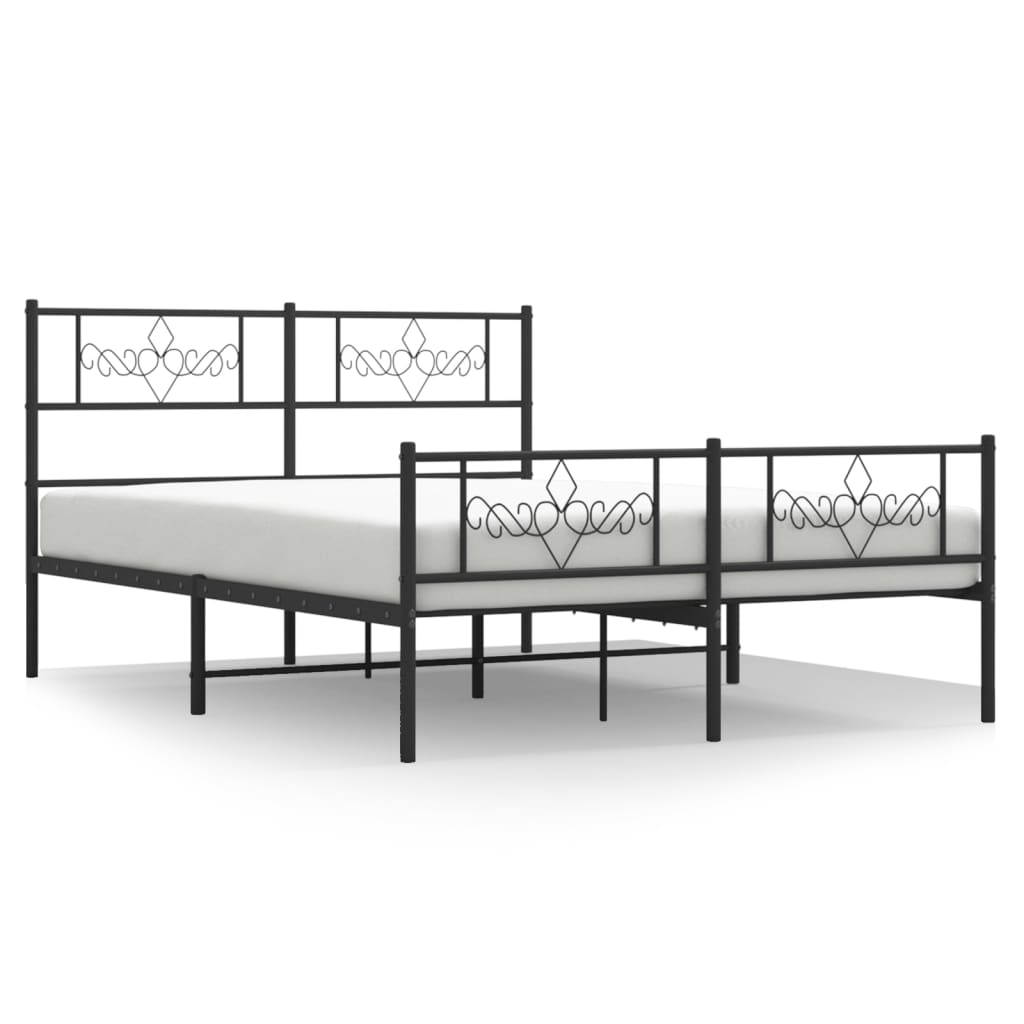 Metalni okvir kreveta uzglavlje i podnožje crni 120x200 cm