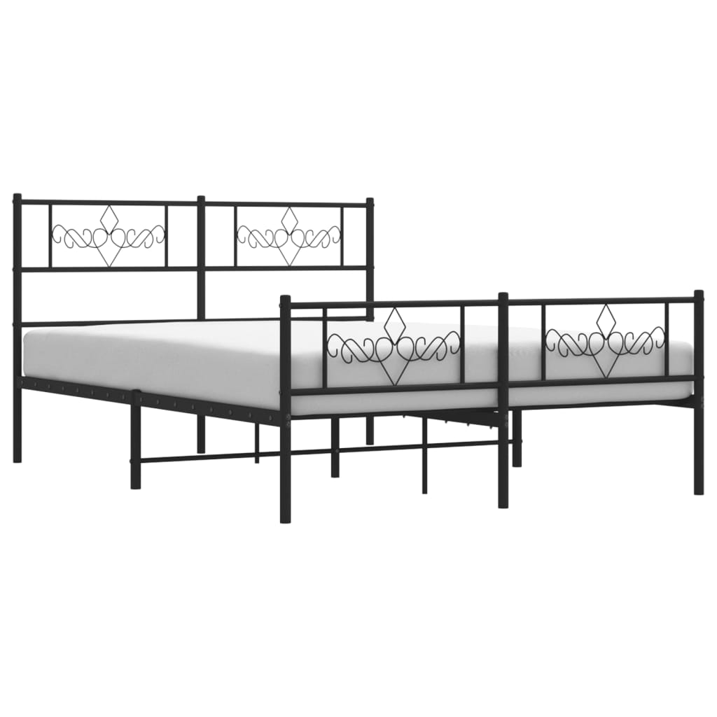 Metalni okvir kreveta uzglavlje i podnožje crni 120x200 cm