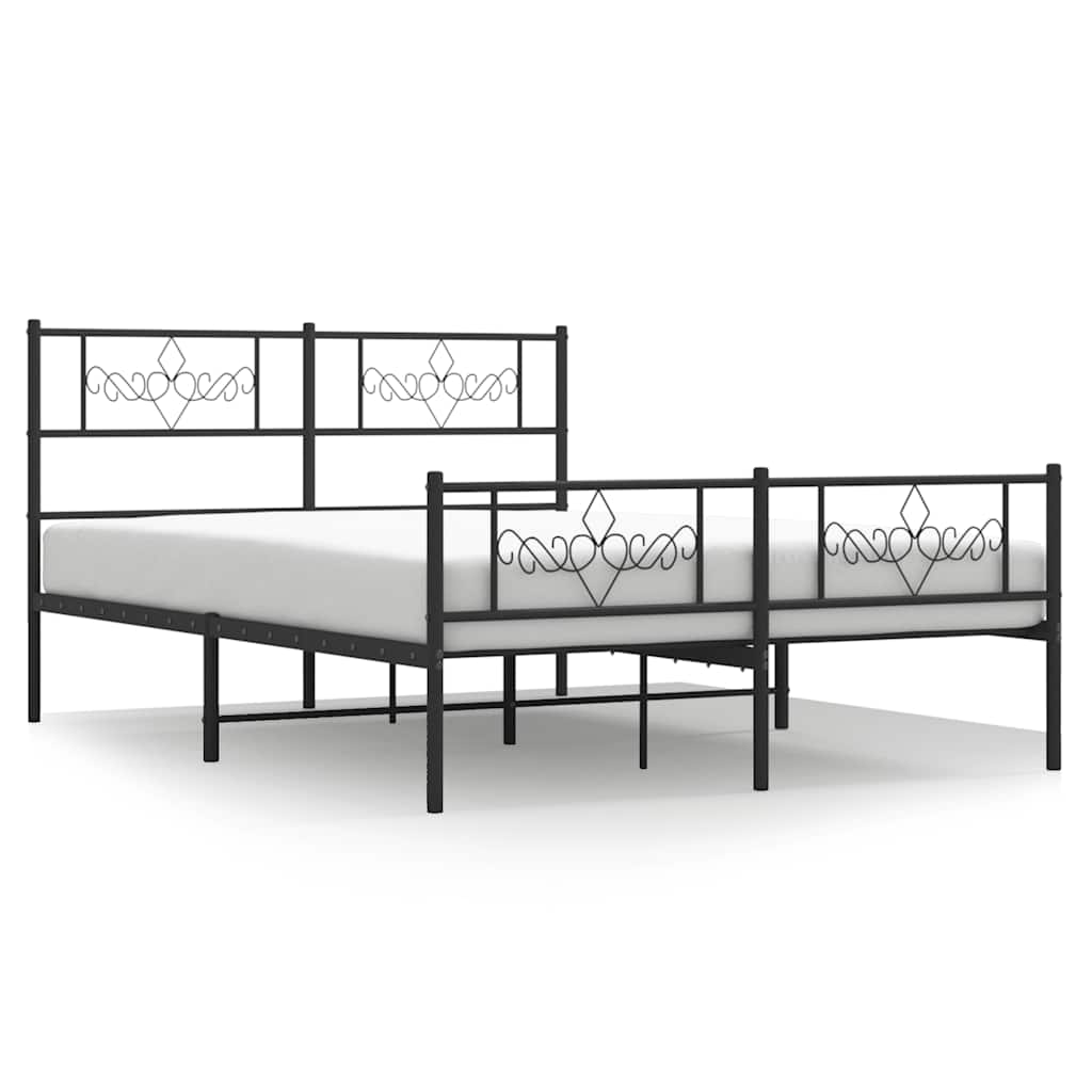 Metalni okvir kreveta uzglavlje i podnožje crni 135x190 cm