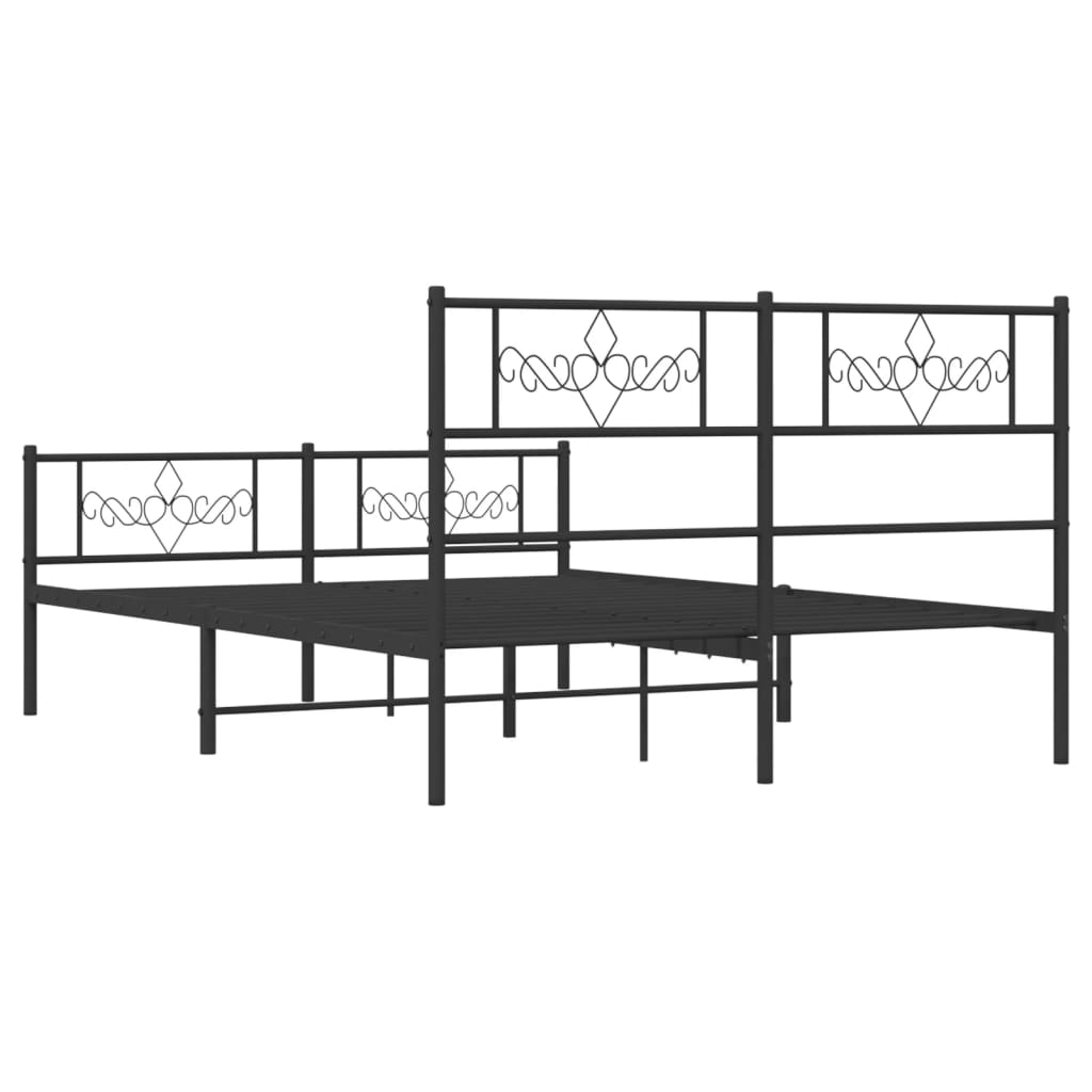 Metalni okvir kreveta uzglavlje i podnožje crni 140x200 cm
