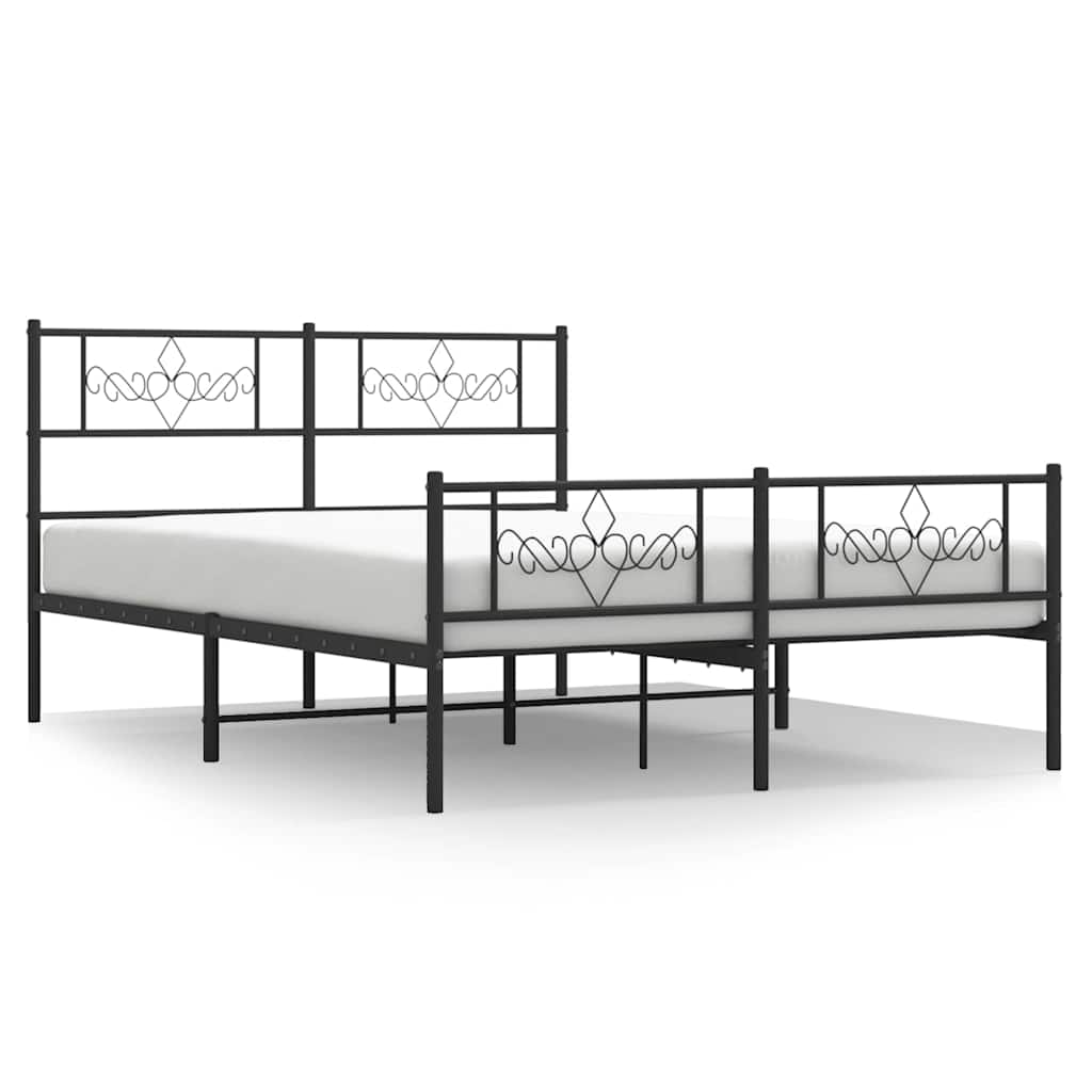 Metalni okvir kreveta uzglavlje i podnožje crni 150x200 cm