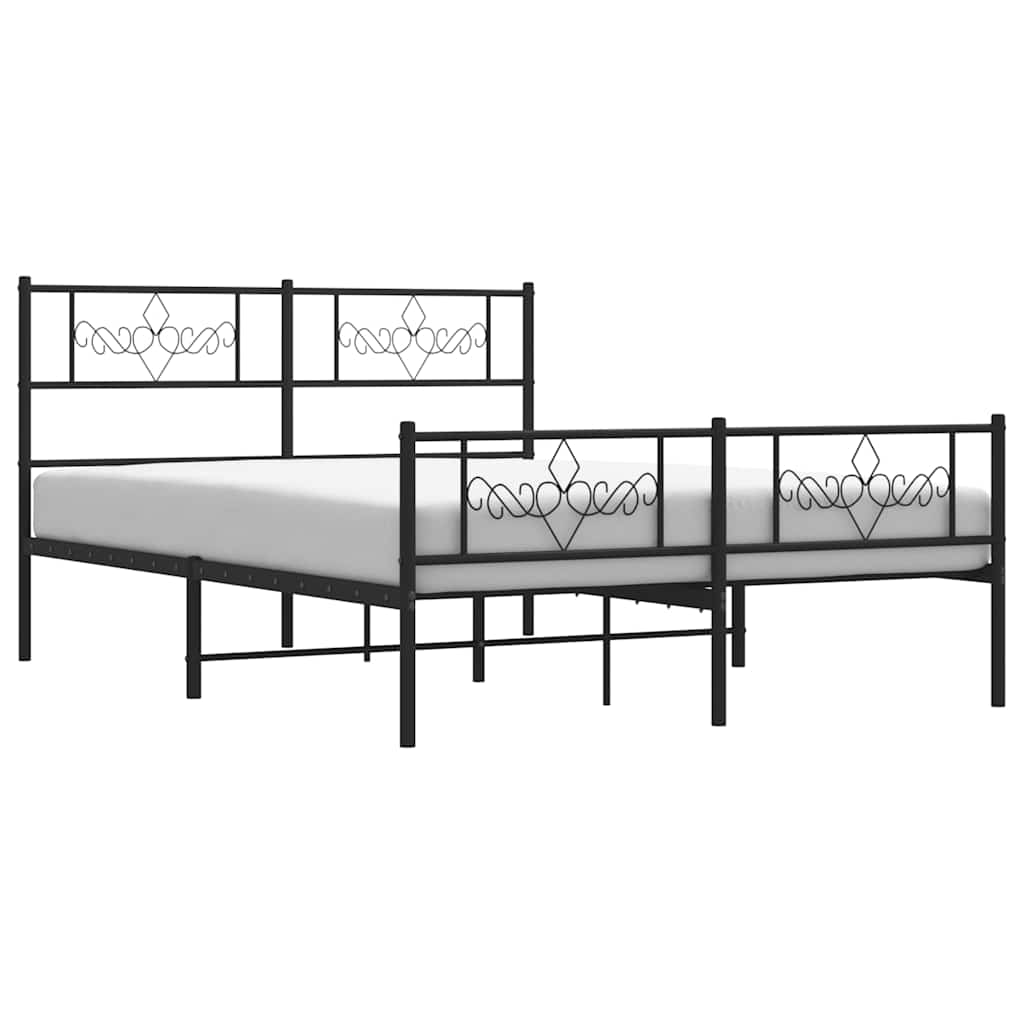 Metalni okvir kreveta uzglavlje i podnožje crni 150x200 cm