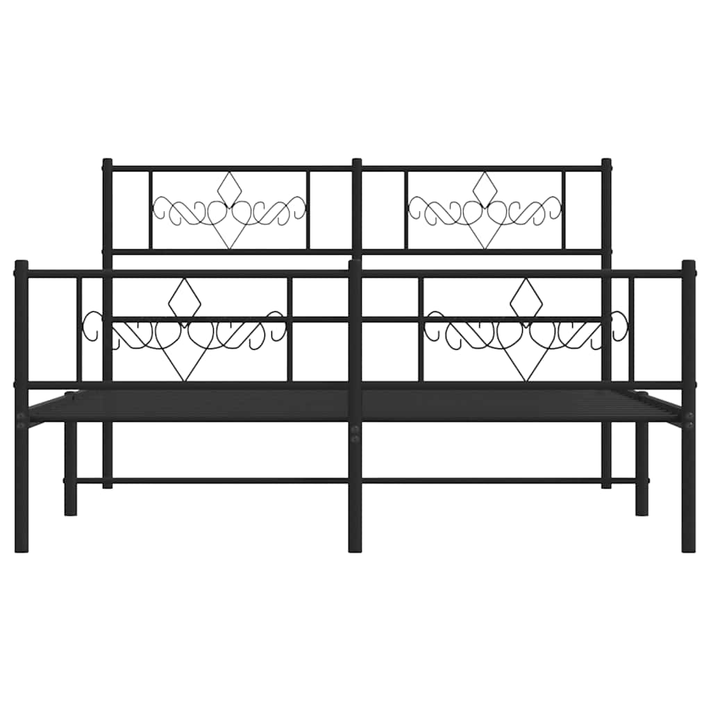 Metalni okvir kreveta uzglavlje i podnožje crni 150x200 cm
