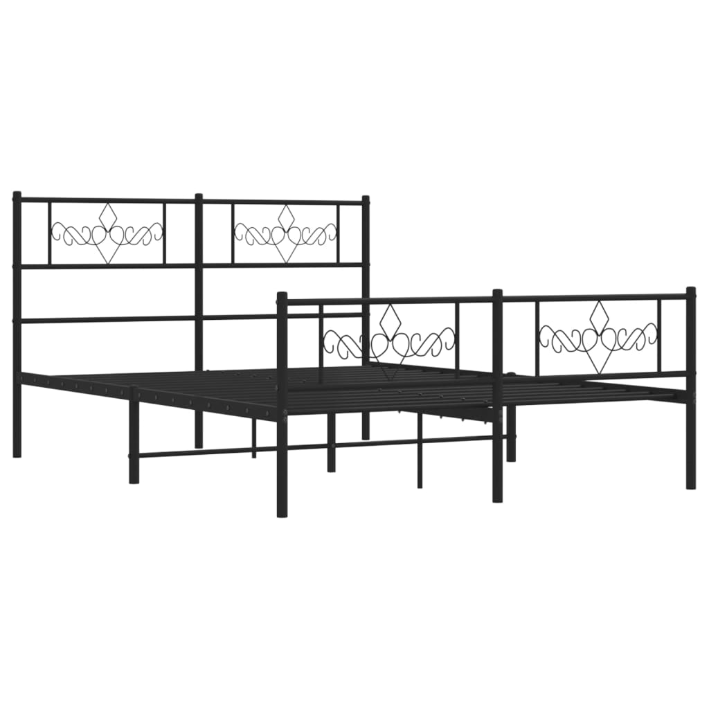 Metalni okvir kreveta uzglavlje i podnožje crni 160x200 cm