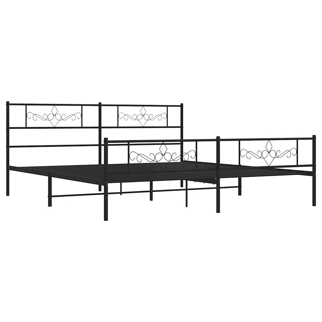 Metalni okvir kreveta uzglavlje i podnožje crni 183x213 cm