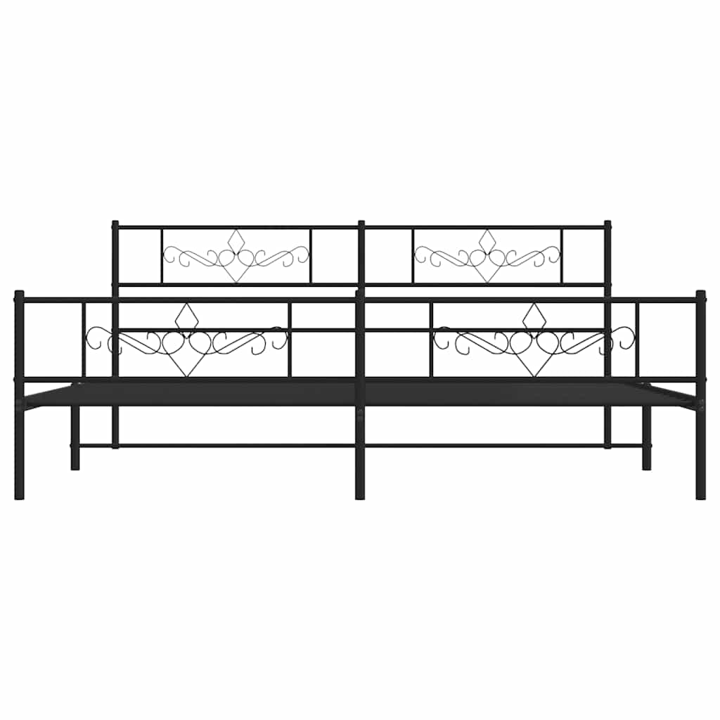 Metalni okvir kreveta uzglavlje i podnožje crni 183x213 cm