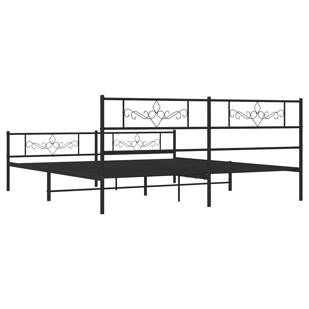 Metalni okvir kreveta uzglavlje i podnožje crni 183x213 cm