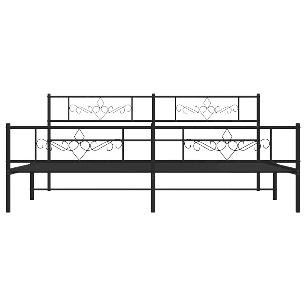 Metalni okvir kreveta uzglavlje i podnožje crni 193x203 cm