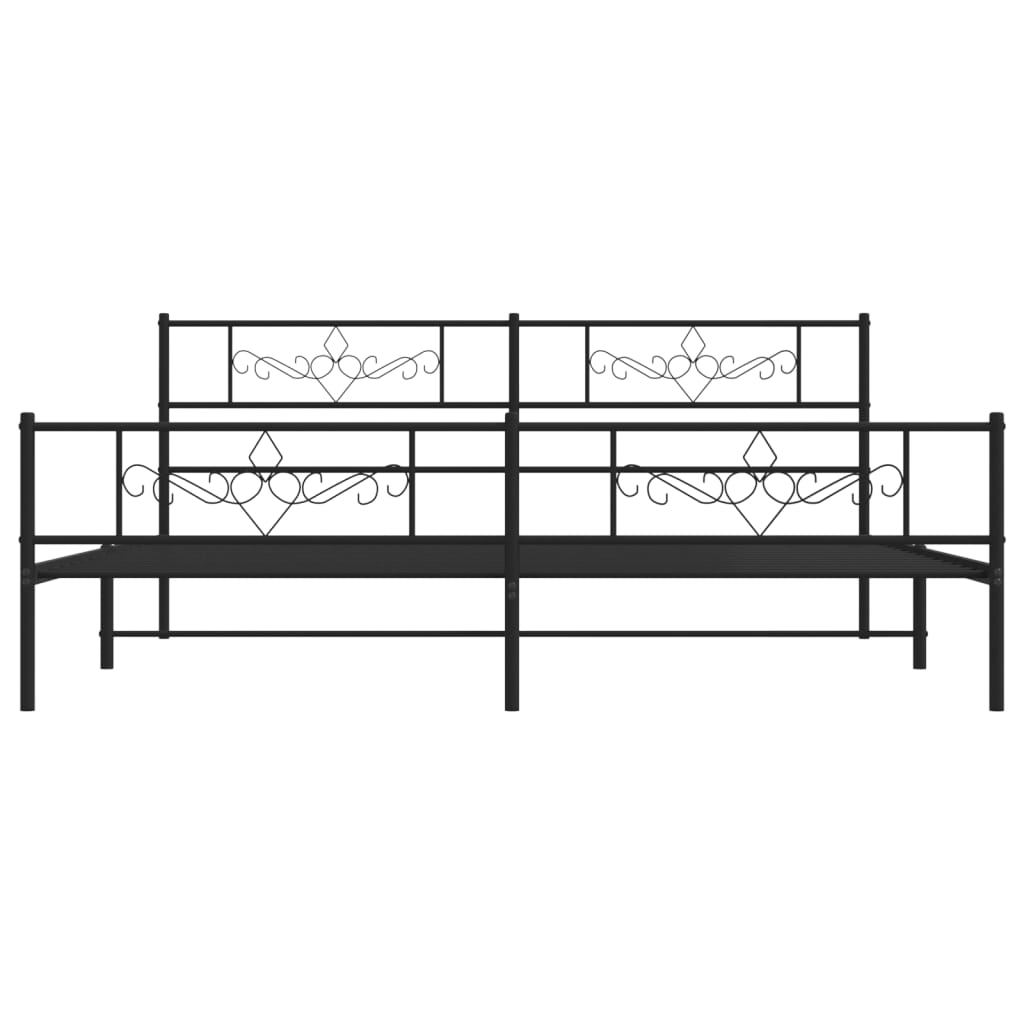 Metalni okvir kreveta uzglavlje i podnožje crni 200x200 cm