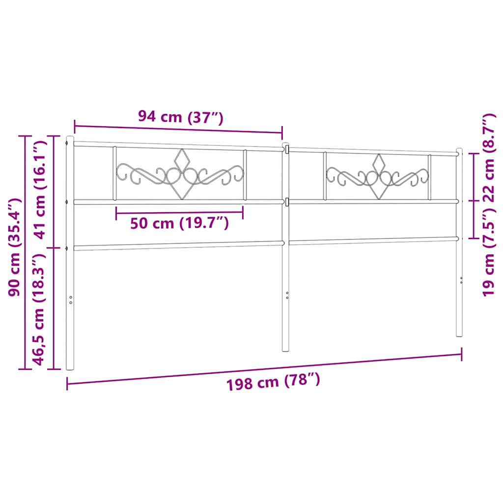 Metalno zamjensko uzglavlje crno 193 cm