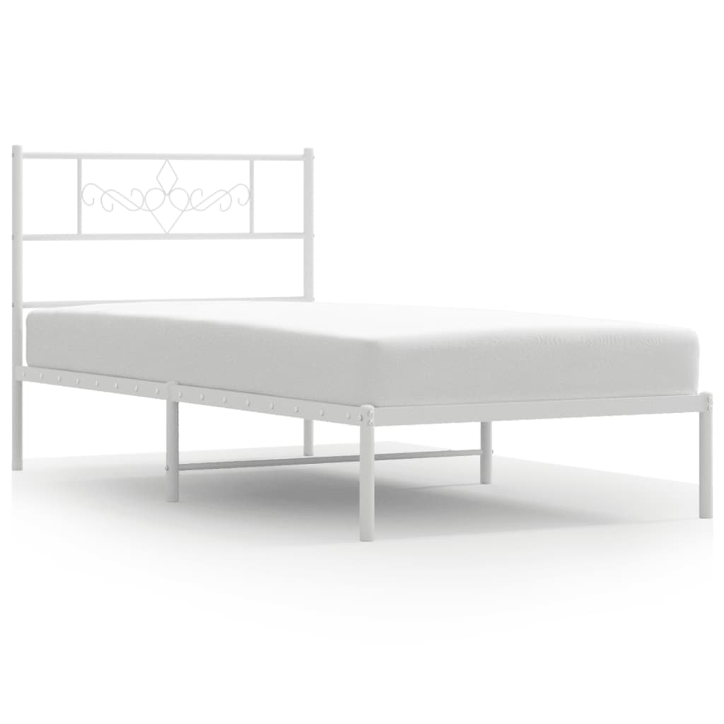 Metalni okvir krevet bez madraca s uzglavljem bijeli 75x190 cm