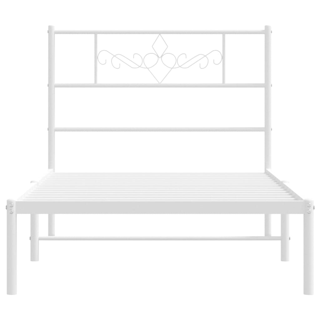 Metalni okvir krevet bez madraca s uzglavljem bijeli 75x190 cm
