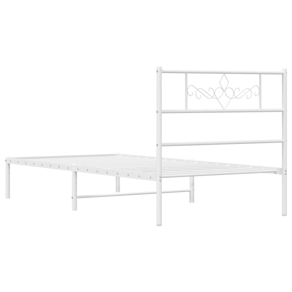Metalni okvir krevet bez madraca s uzglavljem bijeli 75x190 cm