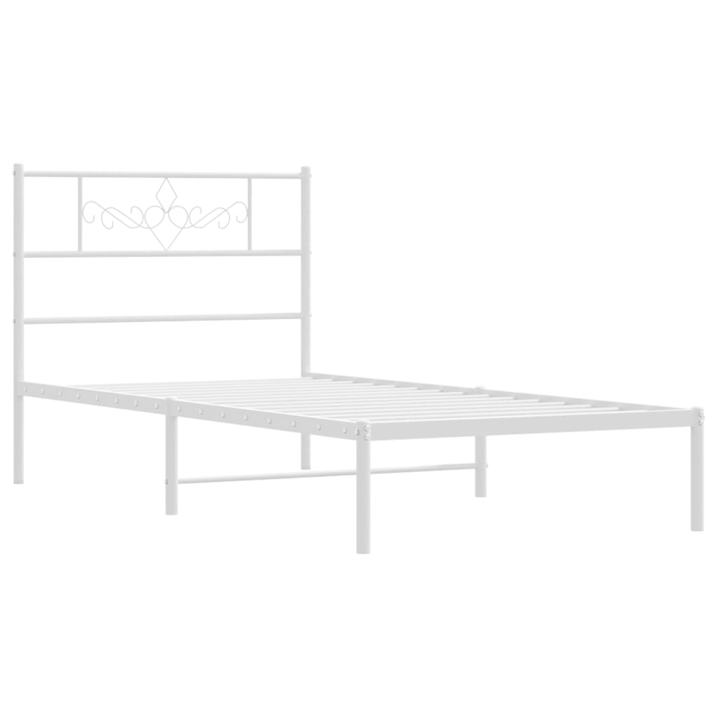 Metalni okvir za krevet s uzglavljem bijeli 80x200 cm