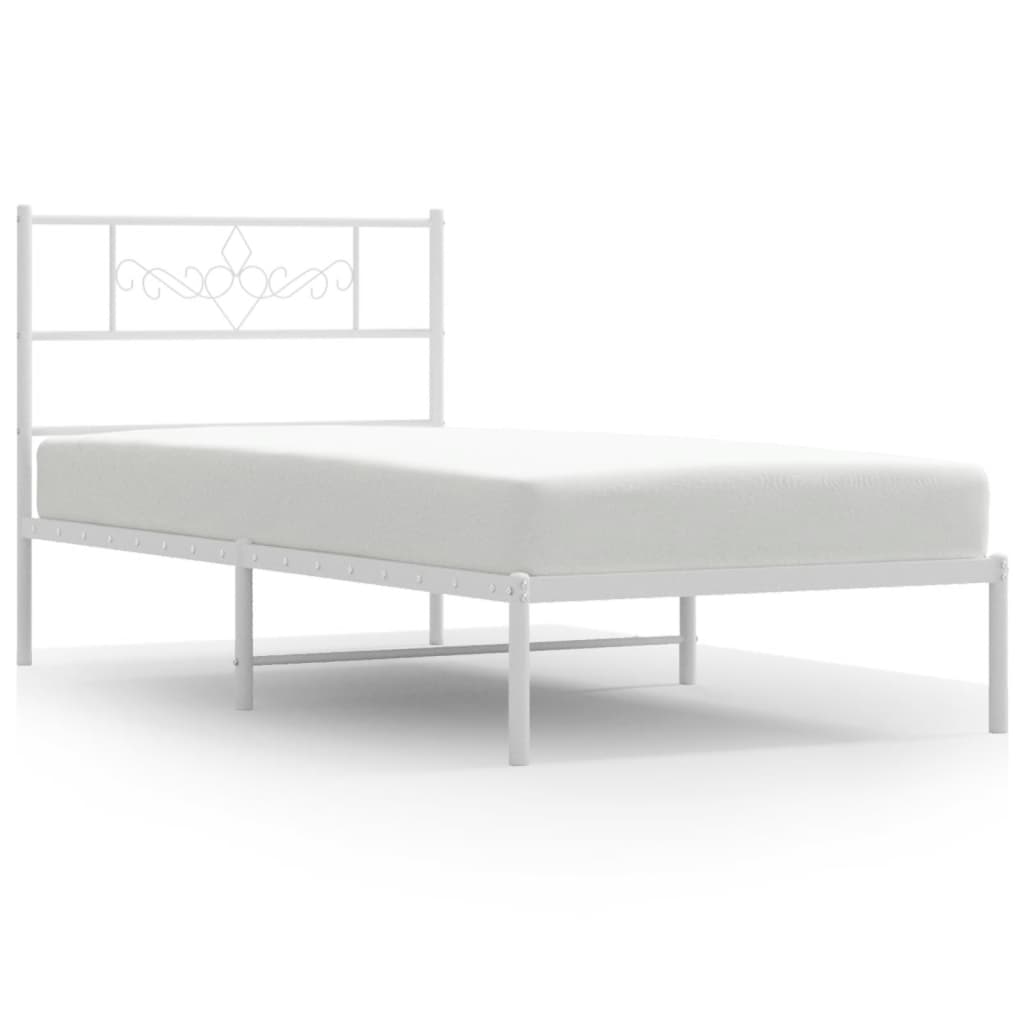Metalni okvir za krevet s uzglavljem bijeli 90 x 190 cm