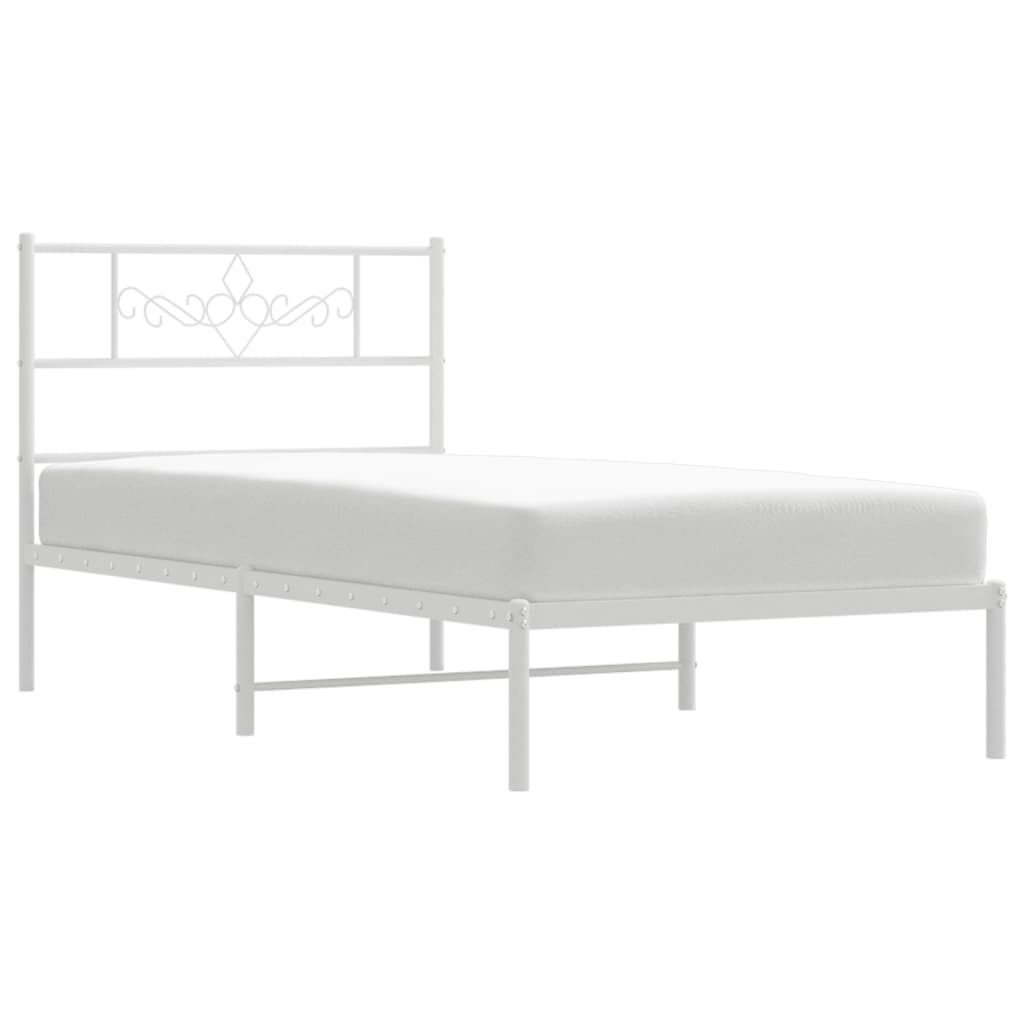 Metalni okvir za krevet s uzglavljem bijeli 90 x 190 cm