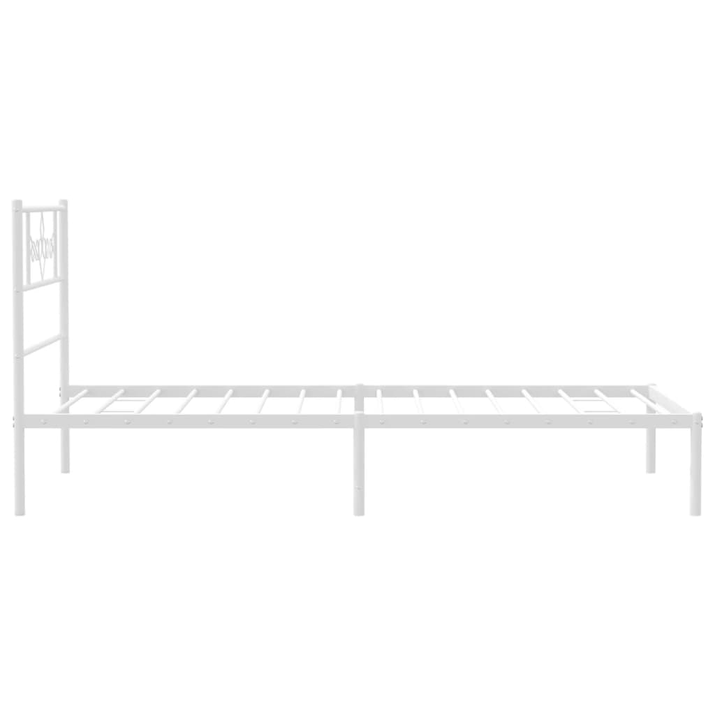 Metalni okvir za krevet s uzglavljem bijeli 90x200 cm