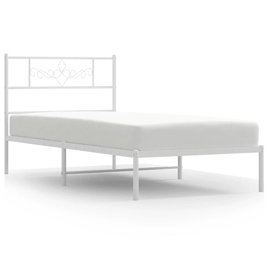Metalni okvir za krevet s uzglavljem bijeli 100x200 cm