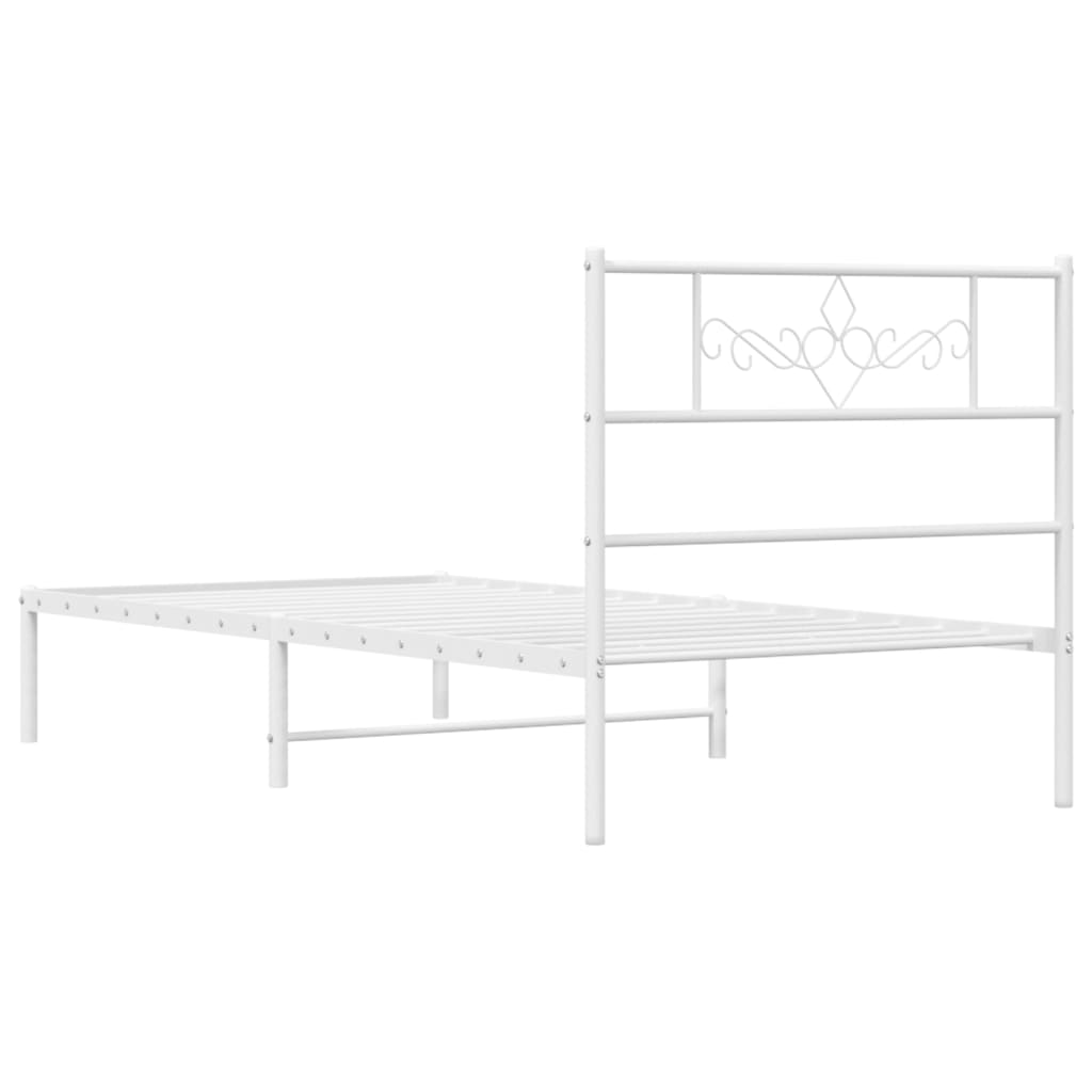 Metalni okvir za krevet s uzglavljem bijeli 107x203 cm