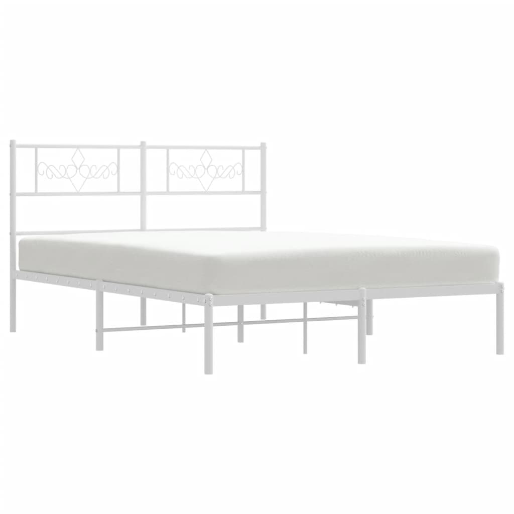 Metalni okvir za krevet s uzglavljem bijeli 120 x 190 cm