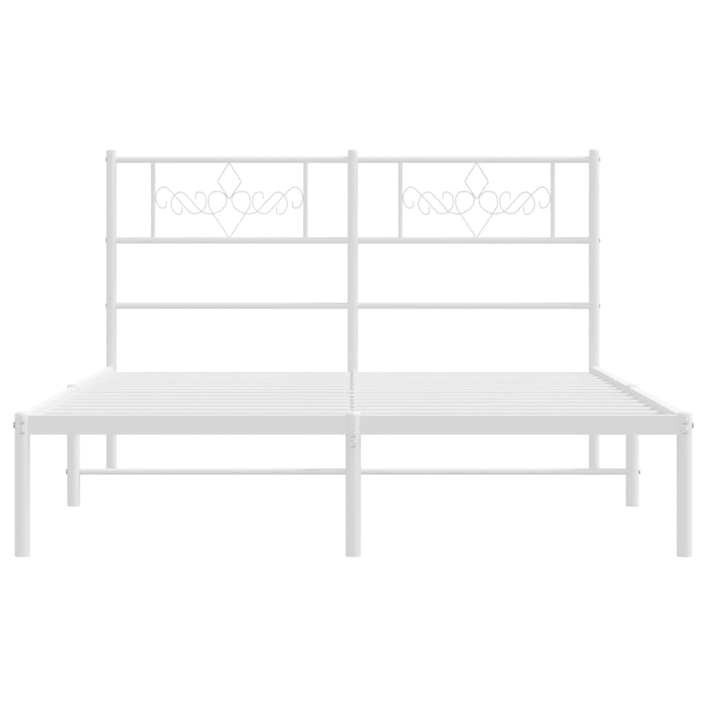 Metalni okvir za krevet s uzglavljem bijeli 120 x 190 cm