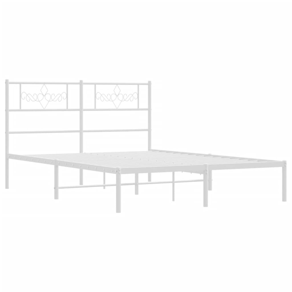 Metalni okvir za krevet s uzglavljem bijeli 120x200 cm