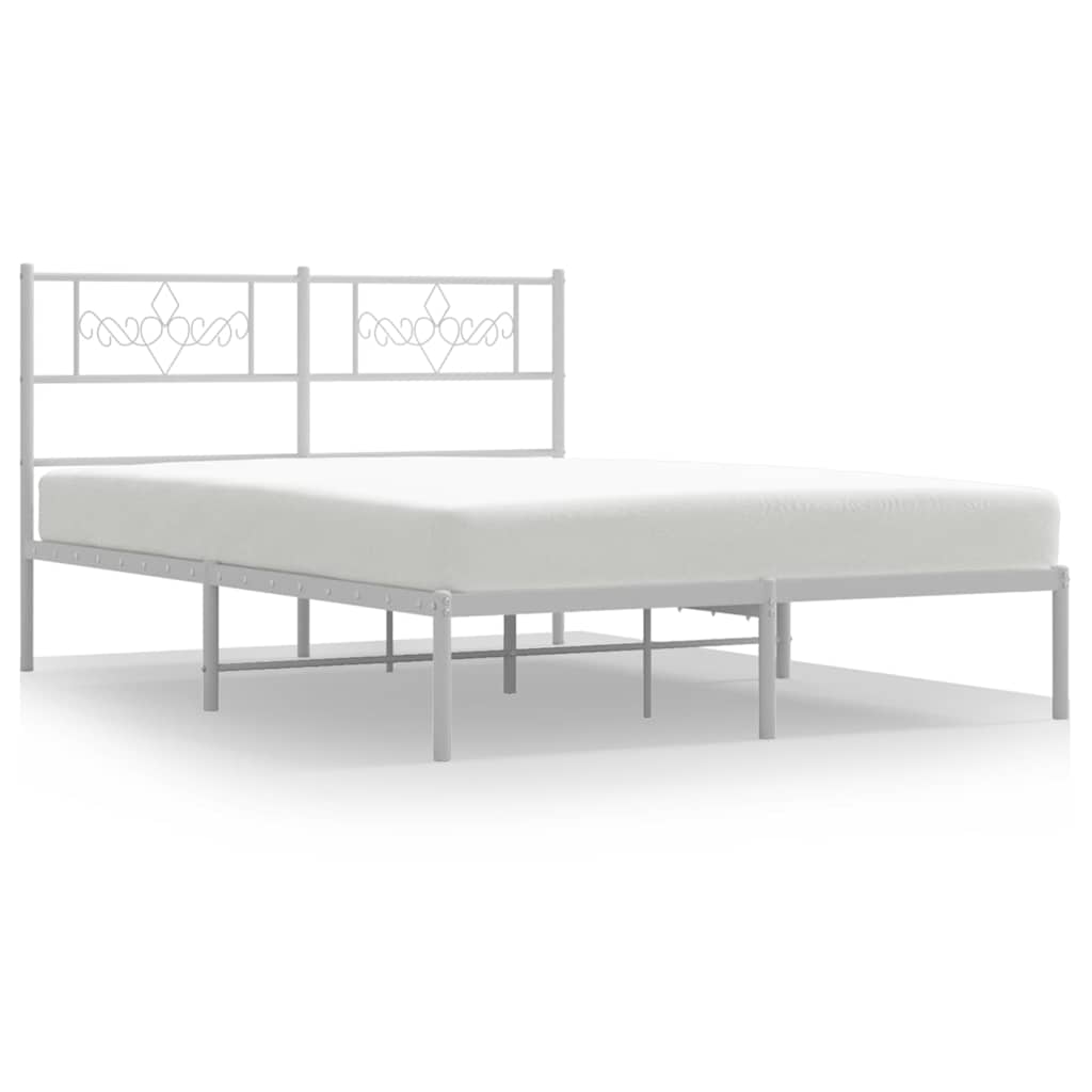 Metalni okvir za krevet s uzglavljem bijeli 135x190 cm