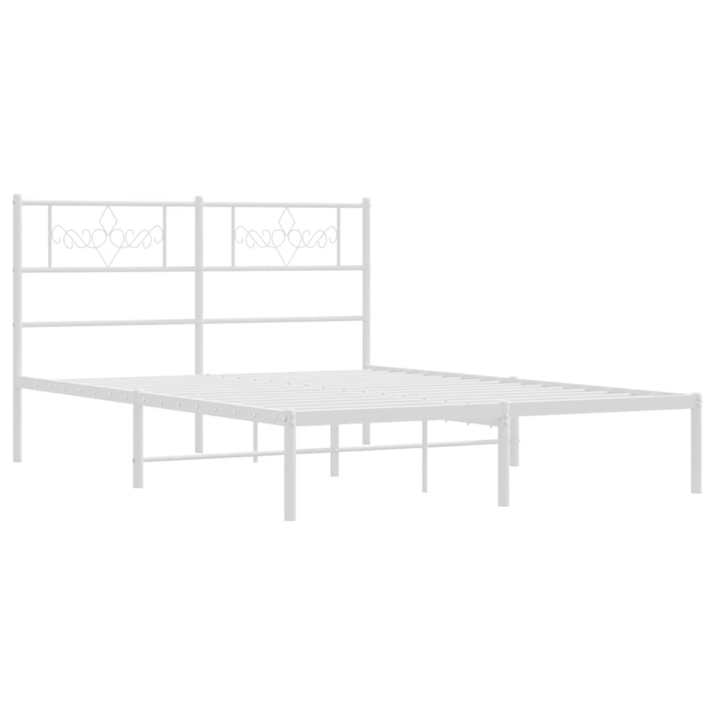 Metalni okvir za krevet s uzglavljem bijeli 135x190 cm