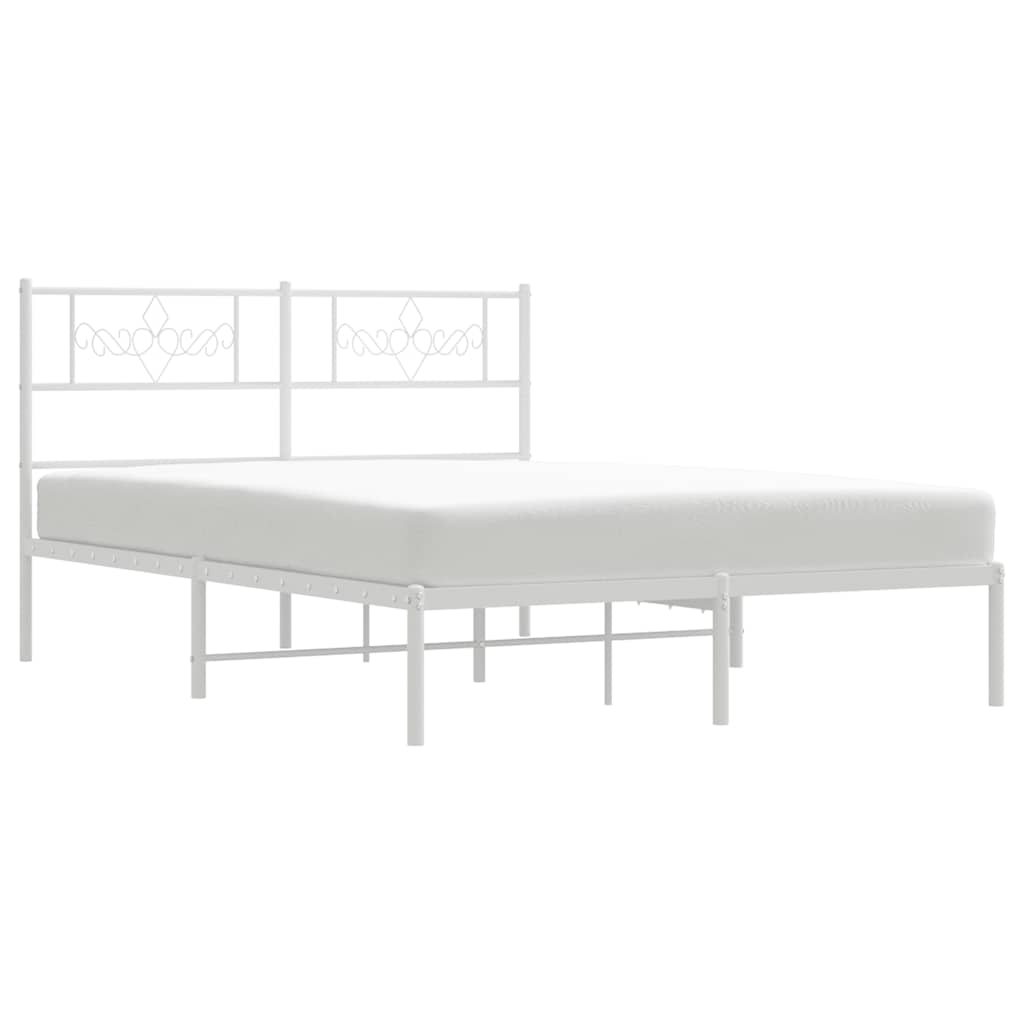 Metalni okvir za krevet s uzglavljem bijeli 135x190 cm