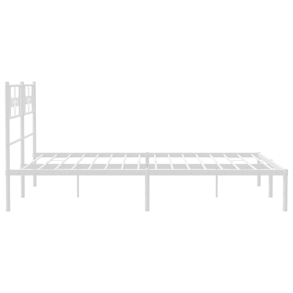 Metalni okvir za krevet s uzglavljem bijeli 135x190 cm