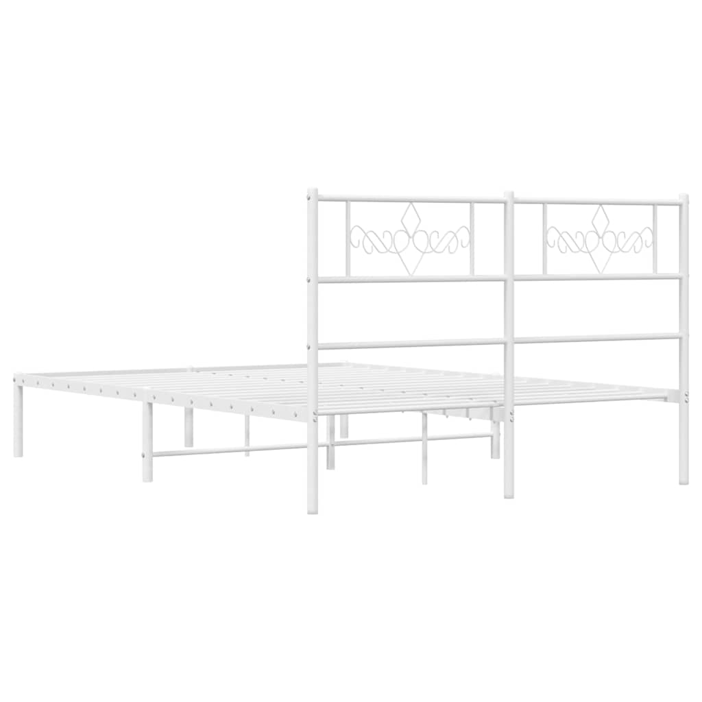 Metalni okvir za krevet s uzglavljem bijeli 135x190 cm