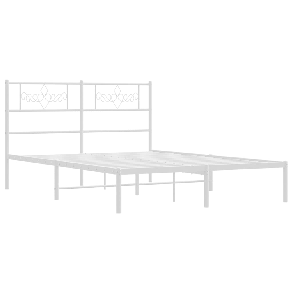 Metalni okvir za krevet s uzglavljem bijeli 140 x 200 cm