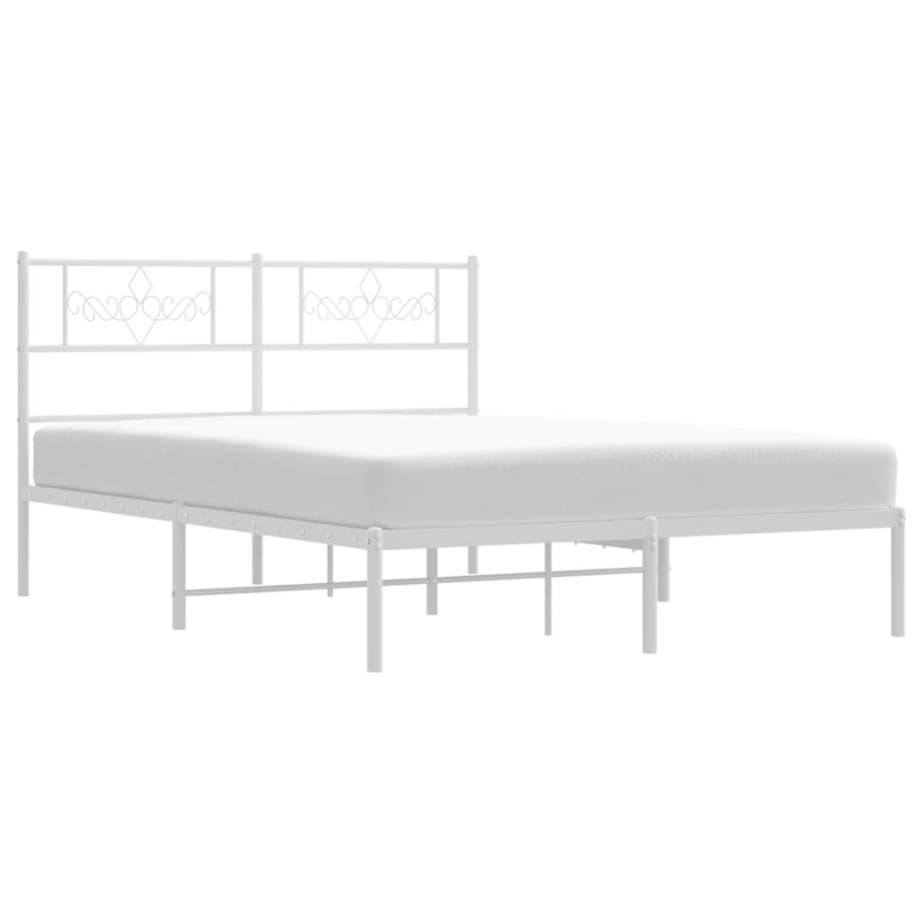 Metalni okvir za krevet s uzglavljem bijeli 140 x 200 cm