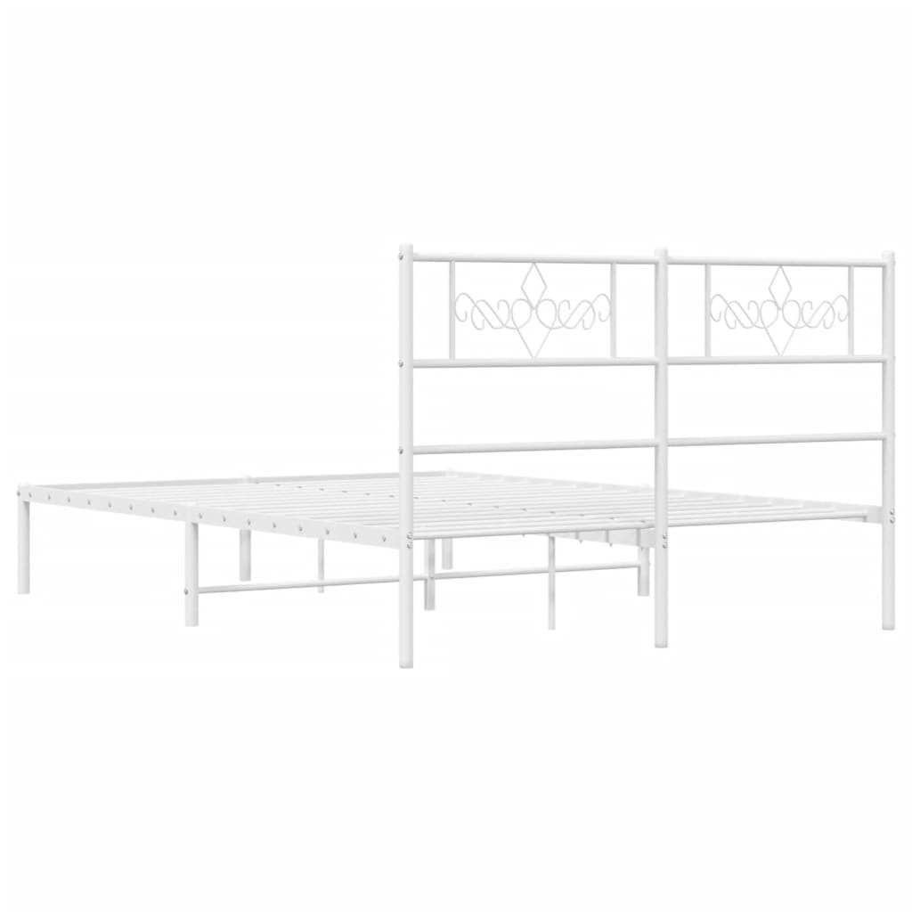 Metalni okvir za krevet s uzglavljem bijeli 140 x 200 cm