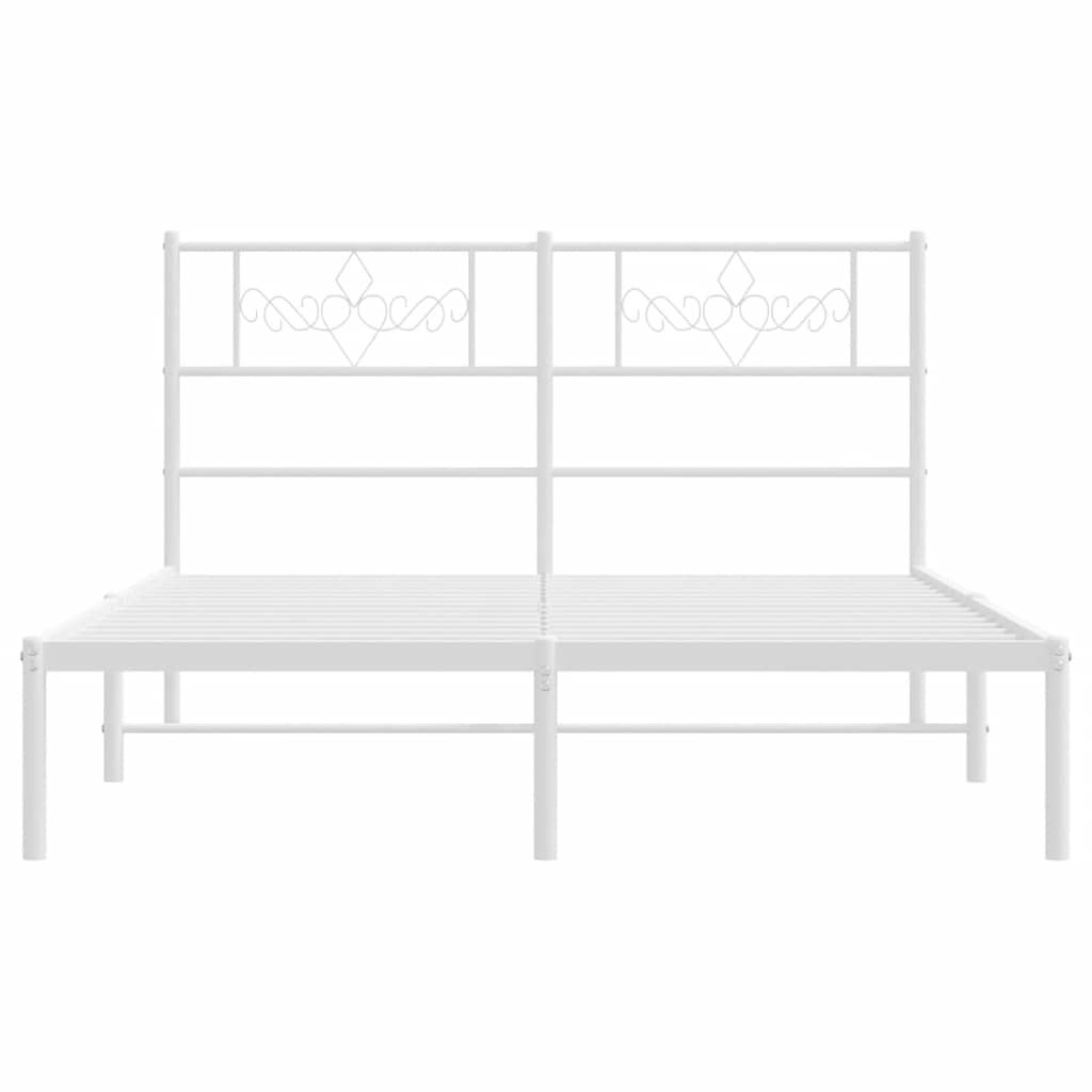 Metalni okvir za krevet s uzglavljem bijeli 150x200 cm